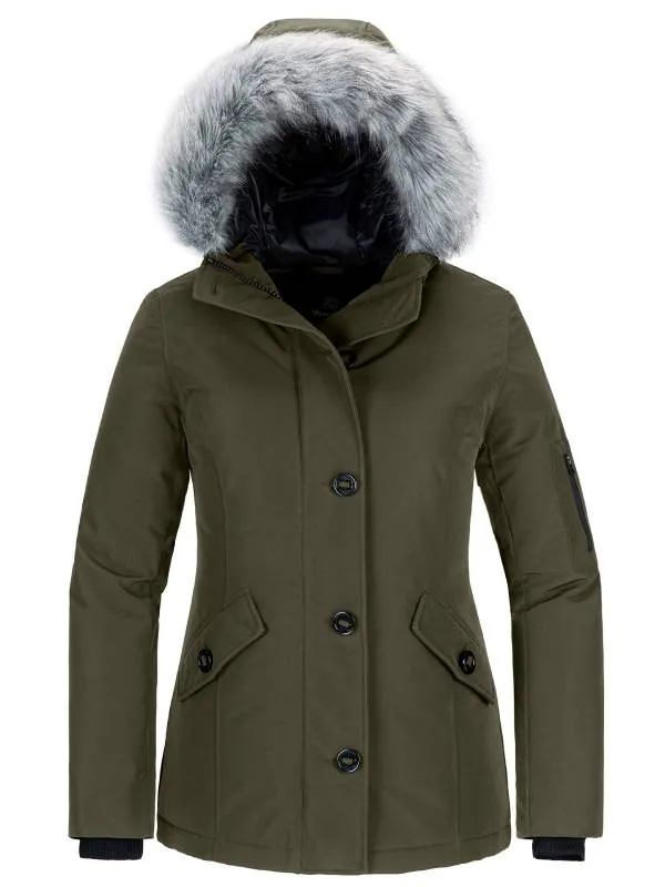 Women's Down Jacket Waterproof Snow Coat Warm Puffer Parka Jacket with Faux Fur Hood Arctic I