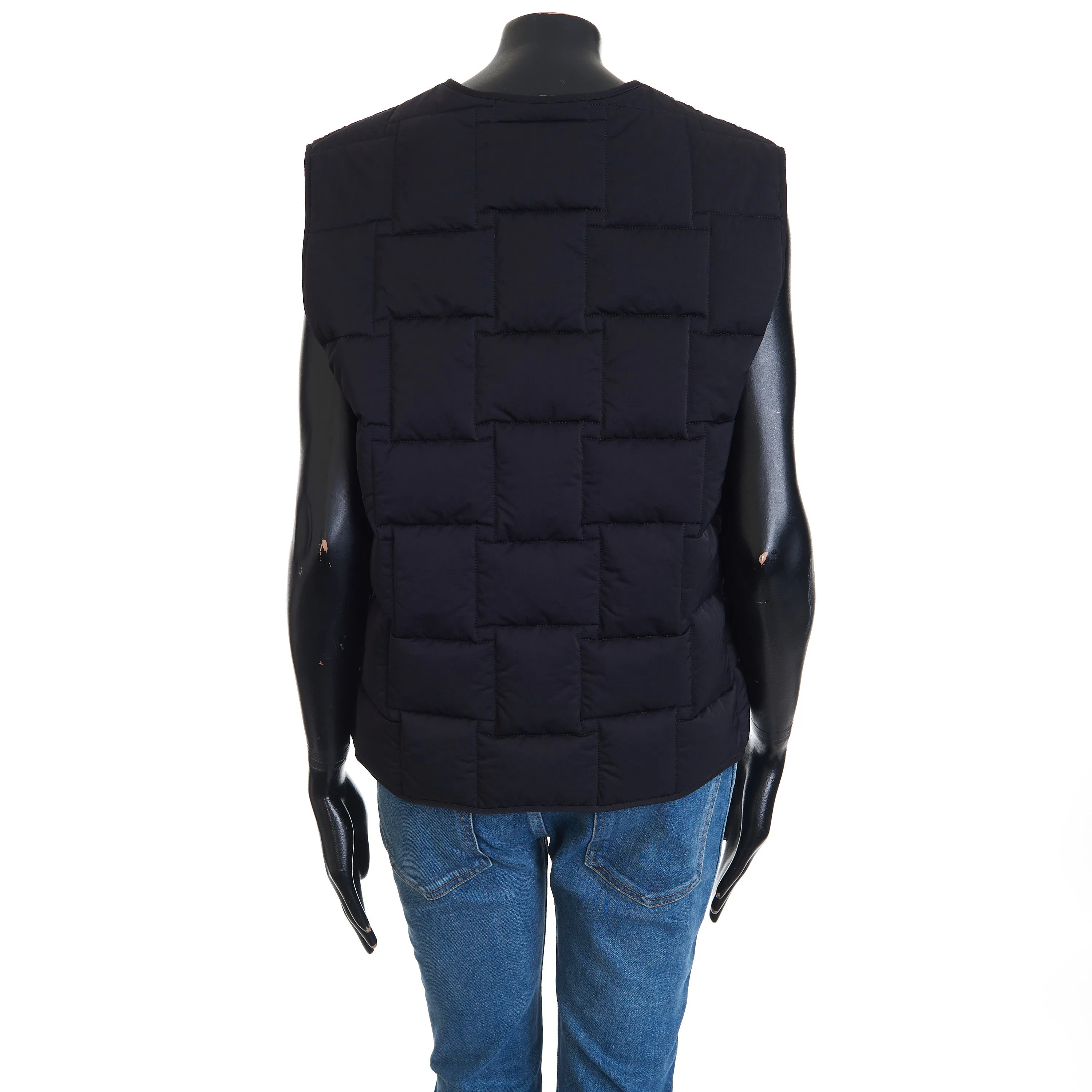 Women's Intreccio Weave Quilted Gilet Vest In Black Tech Nylon