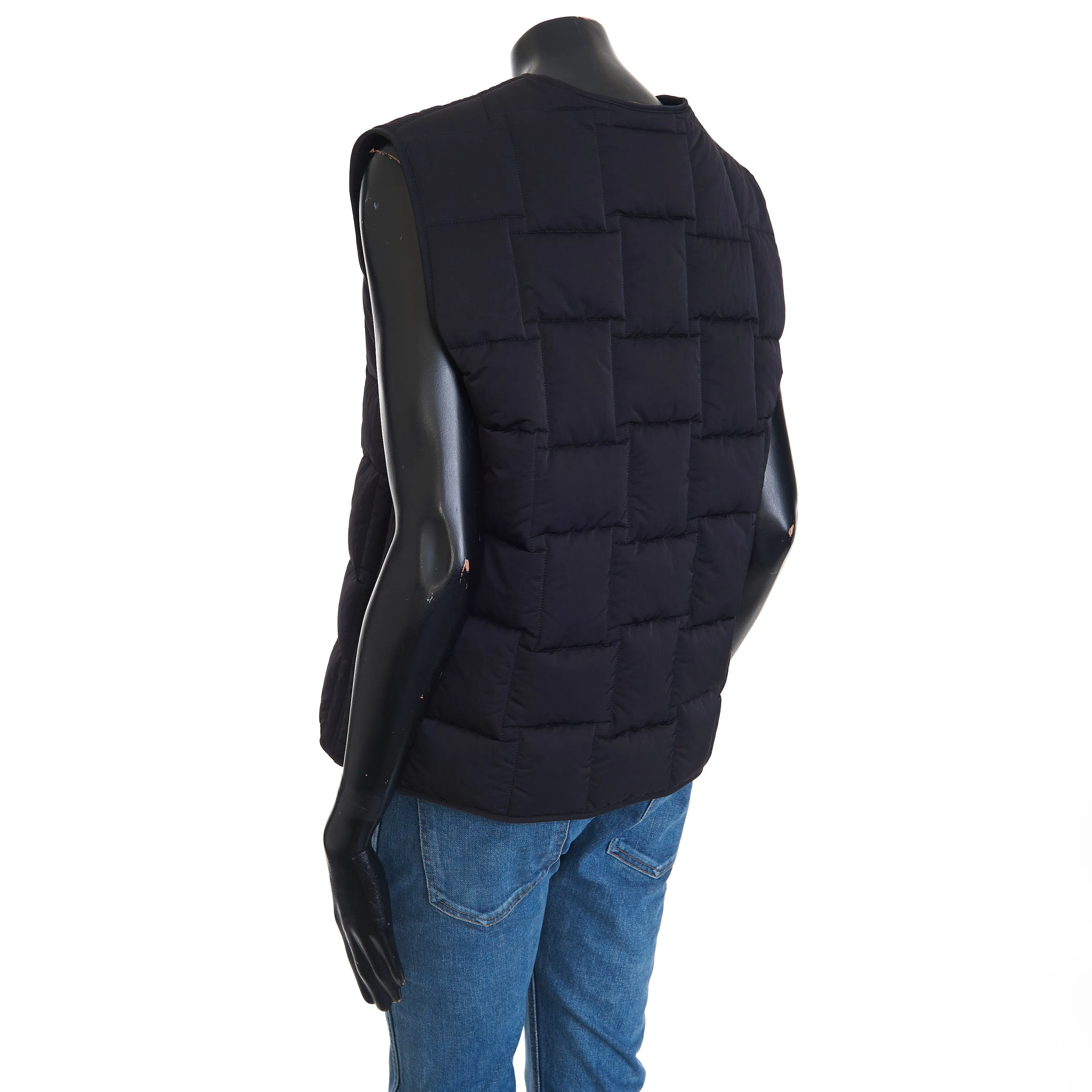 Women's Intreccio Weave Quilted Gilet Vest In Black Tech Nylon