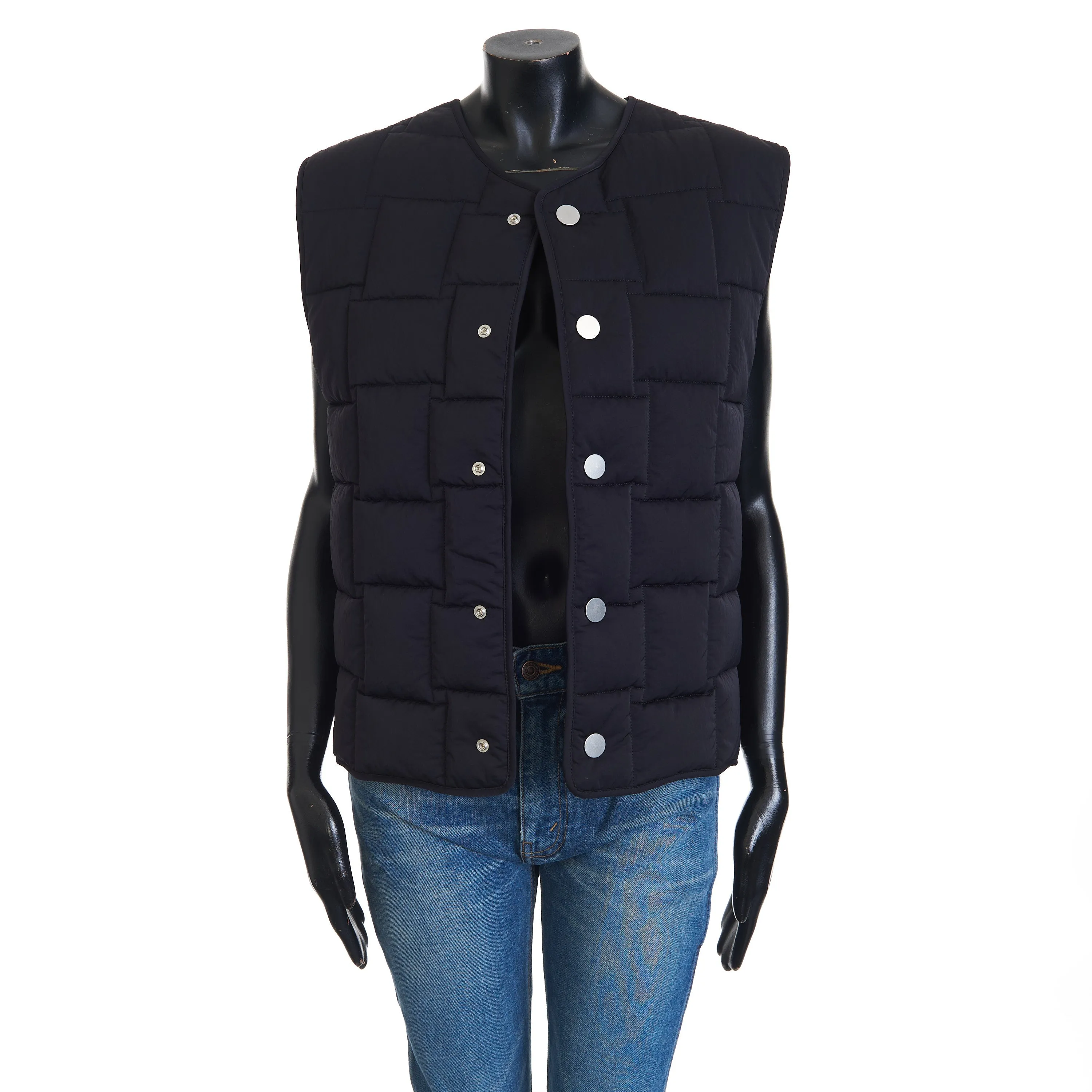 Women's Intreccio Weave Quilted Gilet Vest In Black Tech Nylon